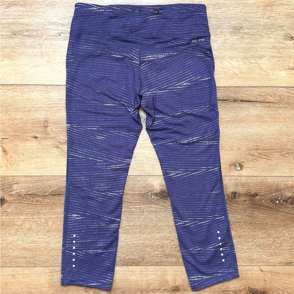 Nike Dri-Fit Blue Leggings Cropped Size Small Workout Acrivewear - Picture 7 of 17